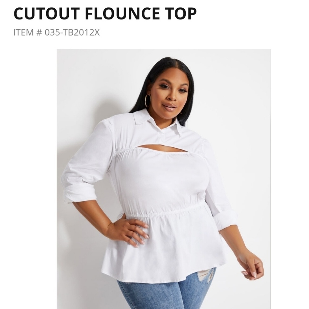 Ashley Stewart Cutout White Shirt